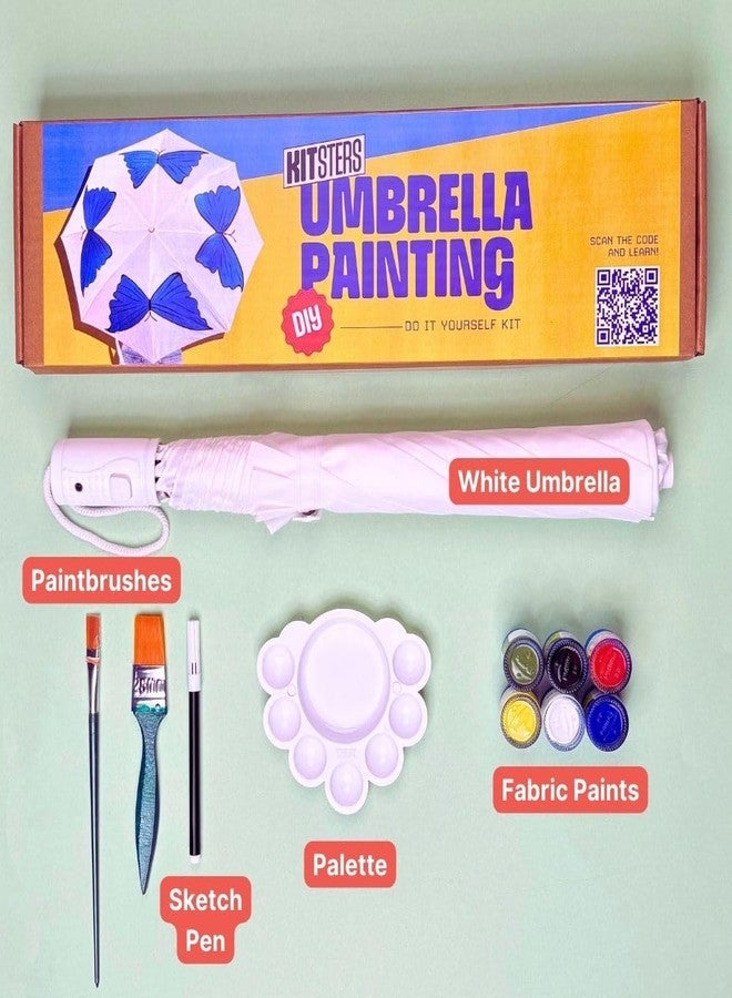 KITSTERS DIY Umbrella Painting Kit | Paint Your Umbrella - Fabric Acrylic Paints - Paint Brush | Birthday Gifting Items - Play Date | Activity for Kids & Adults | Detailed Video Workshop Included - Image 2